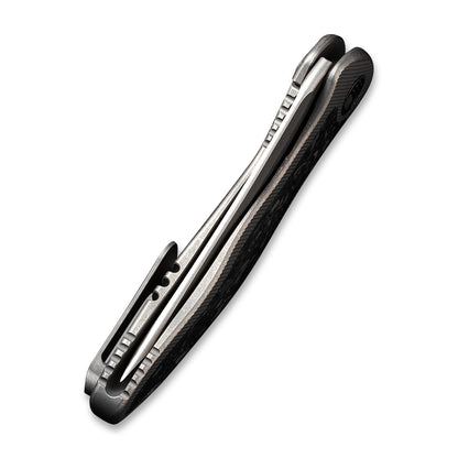 WE Knife Co., Ltd™ Mini Synergy Frame Lock WE2012CF-A Shredded Carbon Fiber and Gray 6AL4V Titanium CPM 20CV Stainless Steel Pocket Knife