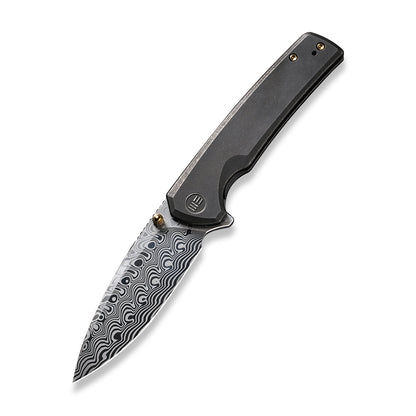 WE Knife Co., Ltd™ Subjugator Frame Lock WE21014C-DS1 Black 6AL4V Titanium Damasteel Pocket Knife