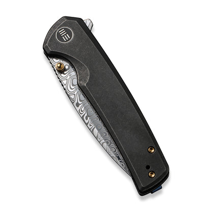 WE Knife Co., Ltd™ Subjugator Frame Lock WE21014C-DS1 Black 6AL4V Titanium Damasteel Pocket Knife