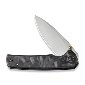 WE Knife Co., Ltd™ Subjugator Frame Lock WE21014D-1 Black Marble Carbon Fiber and Gray 6AL4V Titanium CPM 20CV Stainless Steel Pocket Knife