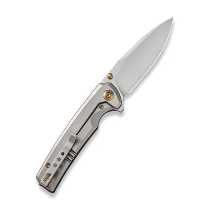 WE Knife Co., Ltd™ Subjugator Frame Lock WE21014D-1 Black Marble Carbon Fiber and Gray 6AL4V Titanium CPM 20CV Stainless Steel Pocket Knife