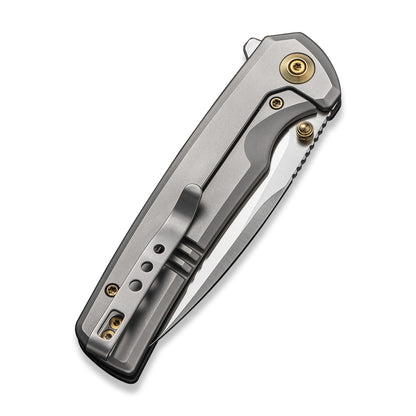 WE Knife Co., Ltd™ Subjugator Frame Lock WE21014D-1 Black Marble Carbon Fiber and Gray 6AL4V Titanium CPM 20CV Stainless Steel Pocket Knife