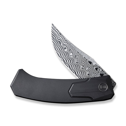 WE Knife Co., Ltd™ Shuddan Frame Lock WE21015-DS1 Black 6AL4V Titanium Hakkapella Damasteel Pocket Knife