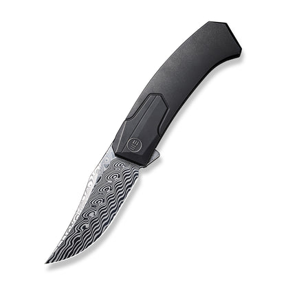 WE Knife Co., Ltd™ Shuddan Frame Lock WE21015-DS1 Black 6AL4V Titanium Hakkapella Damasteel Pocket Knife