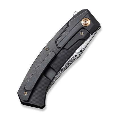 WE Knife Co., Ltd™ Shuddan Frame Lock WE21015-DS1 Black 6AL4V Titanium Hakkapella Damasteel Pocket Knife