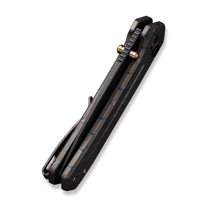 WE Knife Co., Ltd™ Culex Button Lock WE21026B-7 Tiger Stripe Flamed Titanium CPM 20CV Stainless Steel Pocket Knife