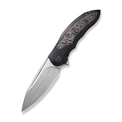 WE Knife Co., Ltd™ Makani Frame Lock WE21048B-1 Copper Foil Carbon Fiber and Black Titanium CPM 20CV Stainless Steel Pocket Knife