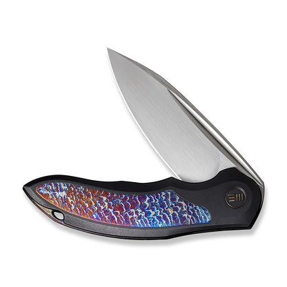 WE Knife Co., Ltd™ Makani Frame Lock WE21048B-3 Flamed Titanium and Black Titanium CPM 20CV Stainless Steel Pocket Knife