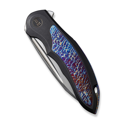 WE Knife Co., Ltd™ Makani Frame Lock WE21048B-3 Flamed Titanium and Black Titanium CPM 20CV Stainless Steel Pocket Knife