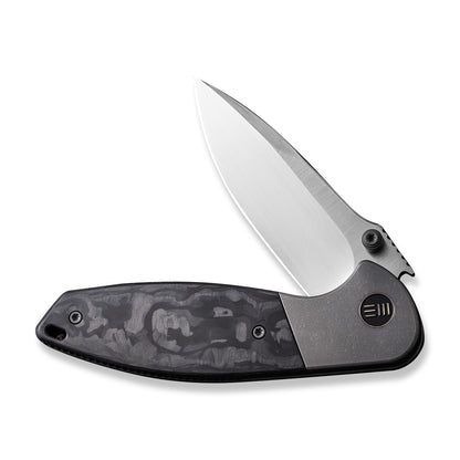 WE Knife Co., Ltd™ Nitro Mini Frame Lock WE22015-1 Black Marble Carbon Fiber and Titanium CPM 20CV Stainless Steel Pocket Knife