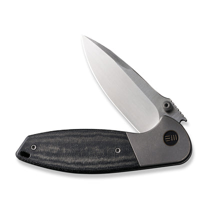 WE Knife Co., Ltd™ Nitro Mini Frame Lock WE22015-3 Black Linen Micarta and Titanium CPM 20CV Stainless Steel Pocket Knife