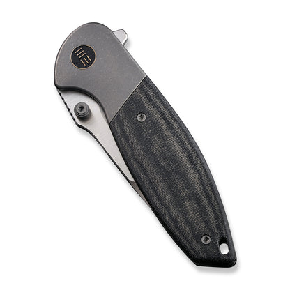 WE Knife Co., Ltd™ Nitro Mini Frame Lock WE22015-3 Black Linen Micarta and Titanium CPM 20CV Stainless Steel Pocket Knife