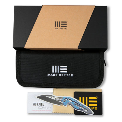 WE Knife Co., Ltd™ Nitro Mini Frame Lock WE22015-3 Black Linen Micarta and Titanium CPM 20CV Stainless Steel Pocket Knife