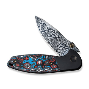 WE Knife Co., Ltd™ Nitro Mini Frame Lock WE22015-DS1 Nebula Fat Carbon Fiber and Black Titanium Damasteel Pocket Knife