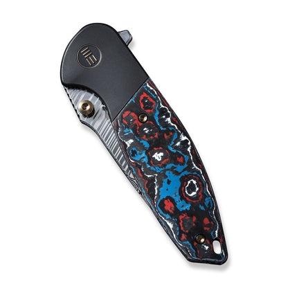 WE Knife Co., Ltd™ Nitro Mini Frame Lock WE22015-DS1 Nebula Fat Carbon Fiber and Black Titanium Damasteel Pocket Knife