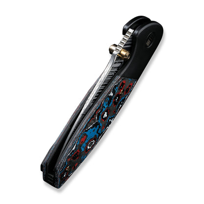 WE Knife Co., Ltd™ Nitro Mini Frame Lock WE22015-DS1 Nebula Fat Carbon Fiber and Black Titanium Damasteel Pocket Knife