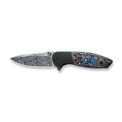 WE Knife Co., Ltd™ Nitro Mini Frame Lock WE22015-DS1 Nebula Fat Carbon Fiber and Black Titanium Damasteel Pocket Knife