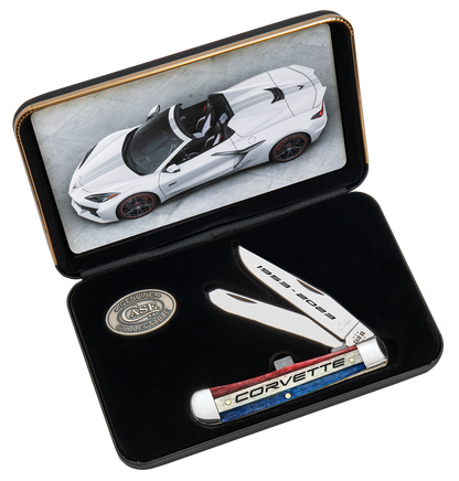 W.R. Case XX Knives Trapper Corvette Natural Bone 33715 Stainless Pocket Knife