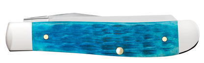 W.R. Case XX Knives Mini Trapper Jigged Sky Blue Bone 50641 Stainless Pocket Knife