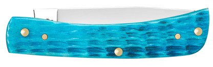 W.R. Case XX Knives Sodbuster Jr Jigged Sky Blue Bone 50643 Stainless Pocket Knife