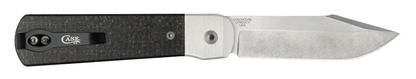 W.R. Case XX Knives Longhouse Black Burlap Micarta Stonewash Satin CPM 20CV Stainless Steel Pocket Knife 50910