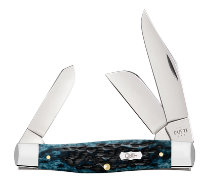 W.R. Case XX Knives Large Stockman 51861 Pocket Knife Worn Mediterranean Blue Bone Stainless Pocket Knife