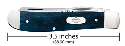W.R. Case XX Knives Harley-Davidson Mini Trapper 52263 Mediterranean Blue Bone Stainless Pocket Knife