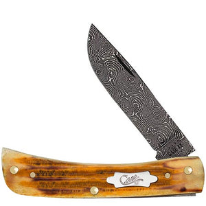 W.R. Case XX Knives Sodbuster Jr Jigged Burnt Goldenrod Bone 52421 Damascus Pocket Knife