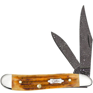 W.R. Case XX Knives Peanut Jigged Burnt Goldenrod Bone 52423 Damascus Pocket Knife