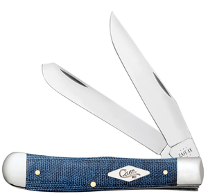 W.R. Case XX Knives Trapper Blue Denim Canvas Laminate 60510 Stainless Pocket Knife