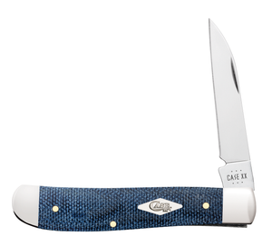 W.R. Case XX Knives Mini Trapper Blue Denim Canvas Laminate 60511 Stainless Pocket Knife