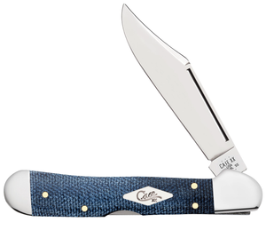 W.R. Case XX Knives Mini Copperlock Blue Denim Canvas Laminate 60512 Stainless Pocket Knife