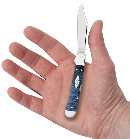 W.R. Case XX Knives Mini Copperlock Blue Denim Canvas Laminate 60512 Stainless Pocket Knife