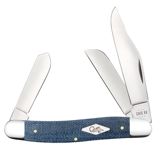 W.R. Case XX Knives Stockman Blue Denim Canvas Laminate 60513 Stainless Pocket Knife