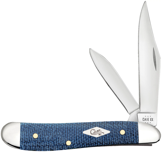 W.R. Case XX Knives Peanut Blue Denim Canvas Laminate 60514 Stainless Pocket Knife