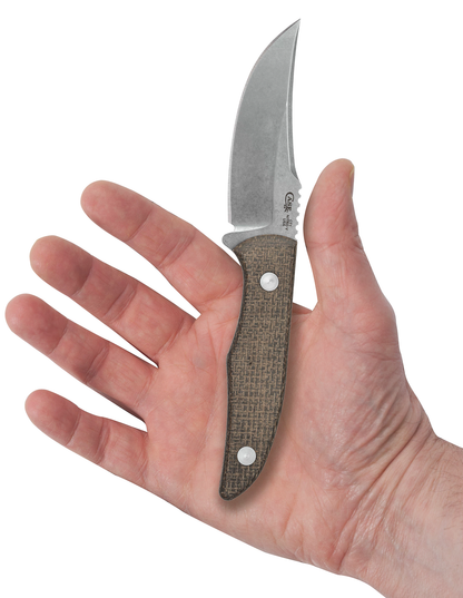 W.R. Case XX Knives CT1 Hunter 76935 OD Green Burlap Micarta Stonewashed Nitro-V Stainless Steel Fixed Blade