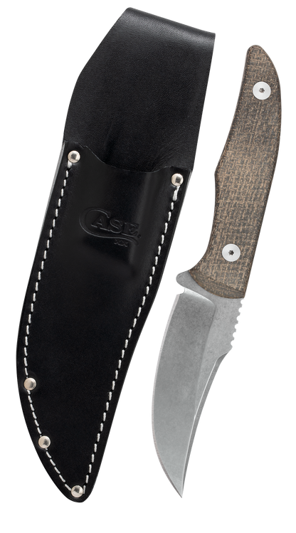 W.R. Case XX Knives CT1 Hunter 76935 OD Green Burlap Micarta Stonewashed Nitro-V Stainless Steel Fixed Blade