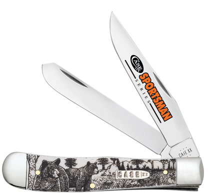 W.R. Case XX Knives Trapper Bear Sportsman Natural Bone 81223 Stainless Pocket Knife