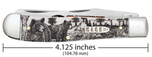 W.R. Case XX Knives Trapper Bear Sportsman Natural Bone 81223 Stainless Pocket Knife