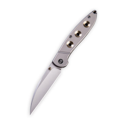 WE Knife Co., Ltd™ Schism Frame Lock WE908A Gray & Golden 6AL4V Titanium CPM S35VN Stainless Steel Pocket Knife