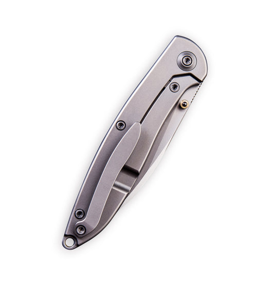 WE Knife Co., Ltd™ Schism Frame Lock WE908A Gray & Golden 6AL4V Titanium CPM S35VN Stainless Steel Pocket Knife