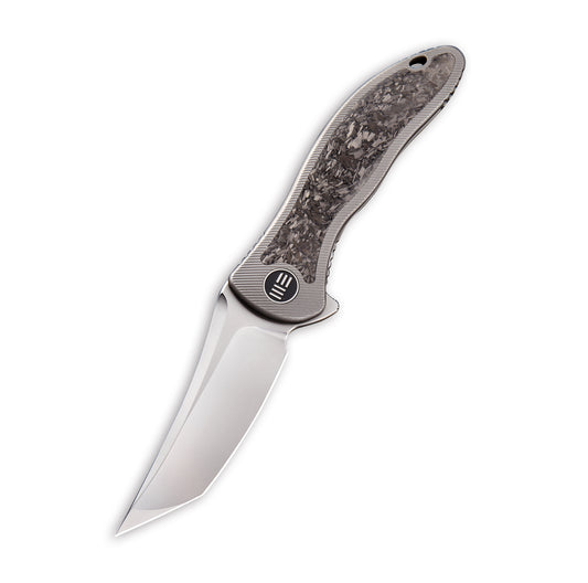 WE Knife Co., Ltd™ Synergy2 Frame Lock WE912CF-B Shredded Carbon Fiber and Gray 6AL4V Titanium Bohler M390 Stainless Steel Pocket Knife