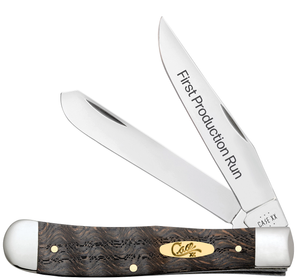 W.R. Case XX Knives First Run Trapper Black Curly Oak Wood 94000 Stainless 1/250 Pocket Knife