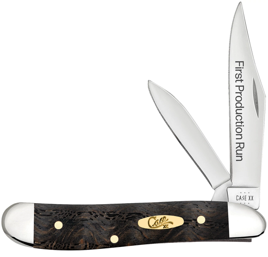 W.R. Case XX Knives First Run Peanut Black Curly Oak Wood 94005 Stainless 1/250 Pocket Knife
