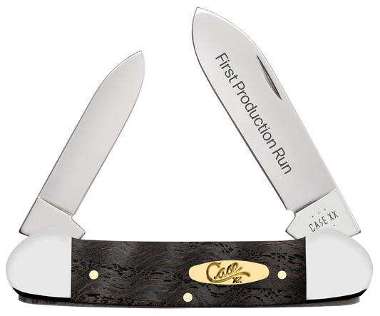 W.R. Case XX Knives First Run Canoe Black Curly Oak 94006 Stainless 1/250 Pocket Knife