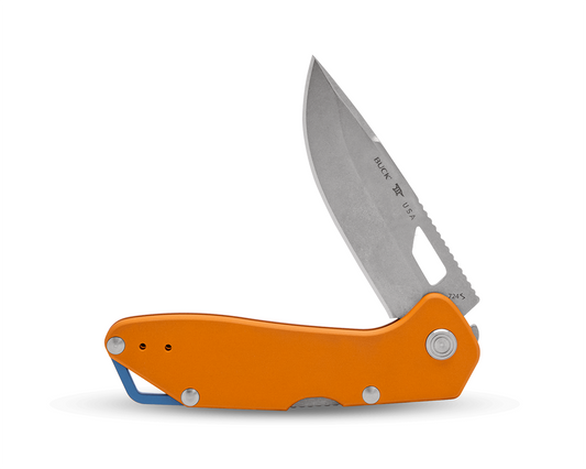 Buck Mustang Lockback 0724ORS Orange Aluminum & 420HC Stainless Steel Pocket Knife