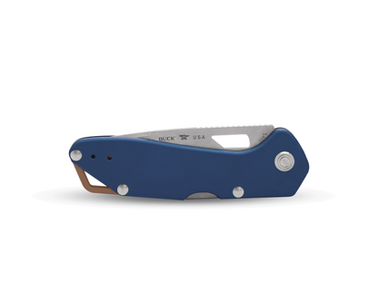 Buck Mustang Lockback 0724BLS1 Dark Blue Aluminum & 420HC Stainless Steel Pocket Knife