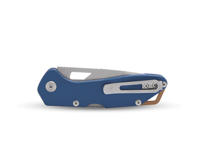 Buck Mustang Lockback 0724BLS1 Dark Blue Aluminum & 420HC Stainless Steel Pocket Knife