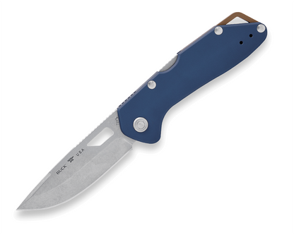Buck Mustang Lockback 0724BLS1 Dark Blue Aluminum & 420HC Stainless Steel Pocket Knife