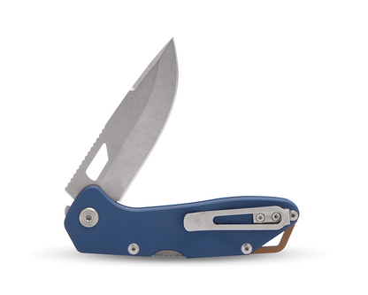 Buck Mustang Lockback 0724BLS1 Dark Blue Aluminum & 420HC Stainless Steel Pocket Knife